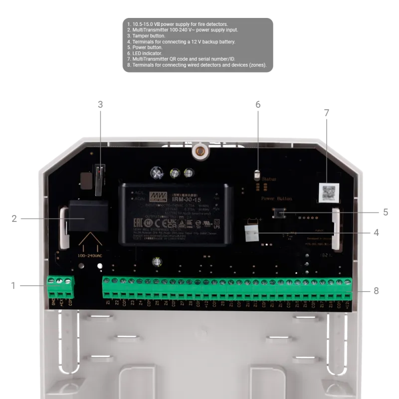 Ajax MultiTransmitter - Module radio avec 18 entrées filaires