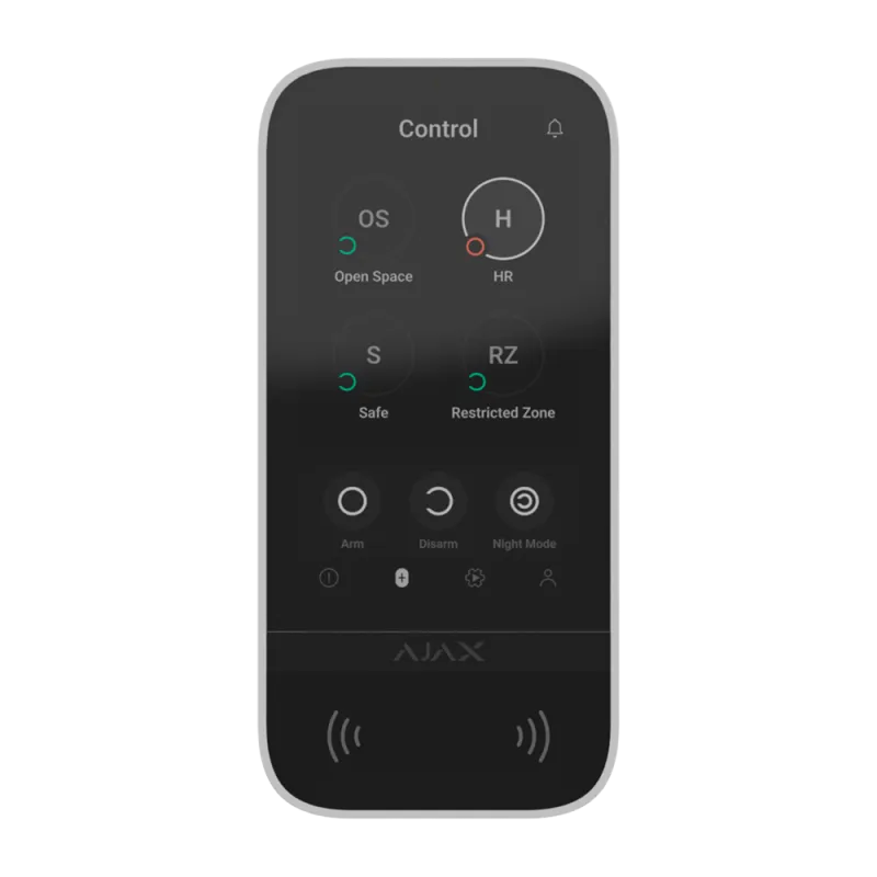 Clavier sans fil noir avec écran tactile pour contrôler un système Ajax : Ajax KEYPADTOUCHSCREEN
