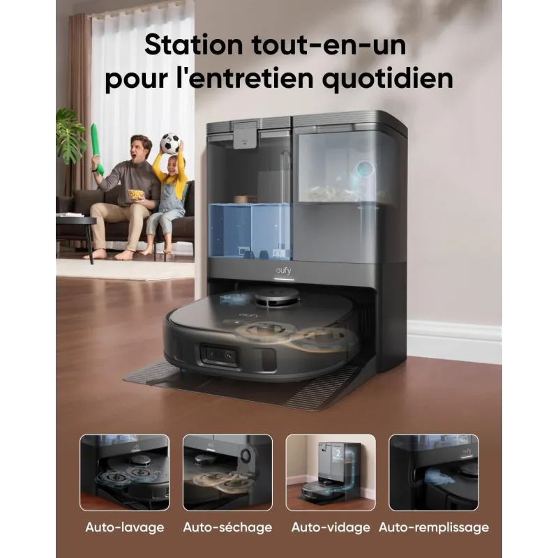 Aspirateur Robot EUFY 8 000 Pa avec Station de Lavage Automatique et Autovidage