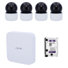 Kit de Vidéosurveillance Wi-Fi - NVR Ajax + 4 Caméras Intérieures 3MP + Disque Dur
