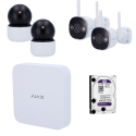 Kit de Vidéosurveillance Wi-Fi - NVR Ajax + 2 Caméras Intérieures & 2 Caméras Extérieures + Disque Dur