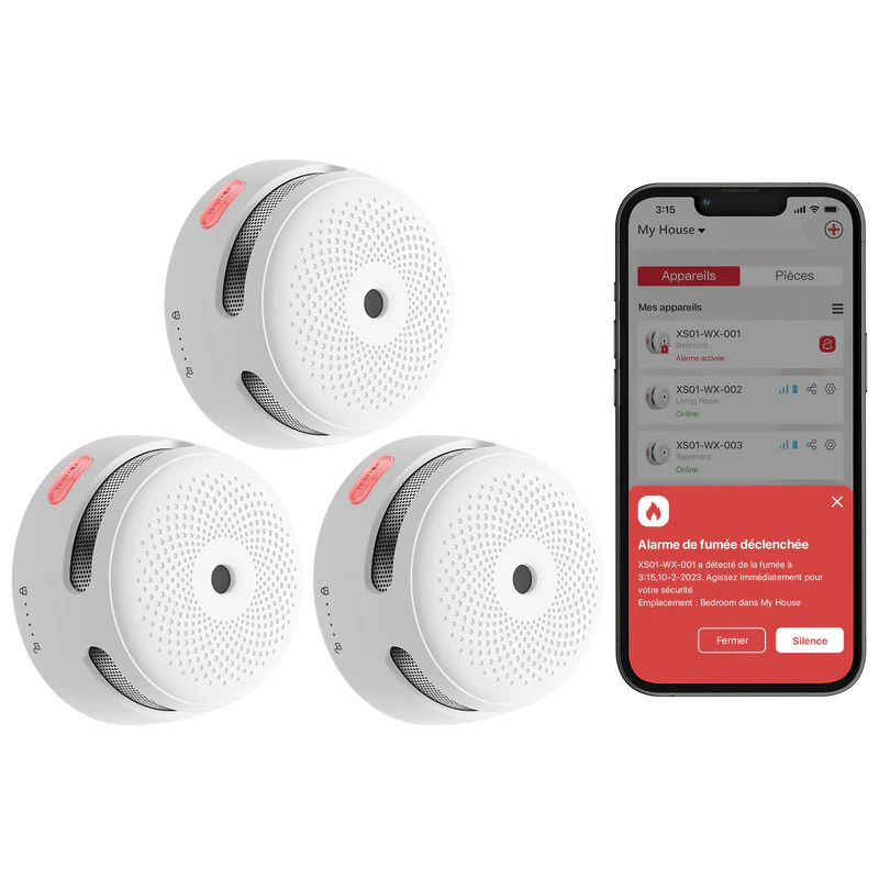 Pack de 3 détecteurs de fumée autonome X-Sense Connecté Wifi