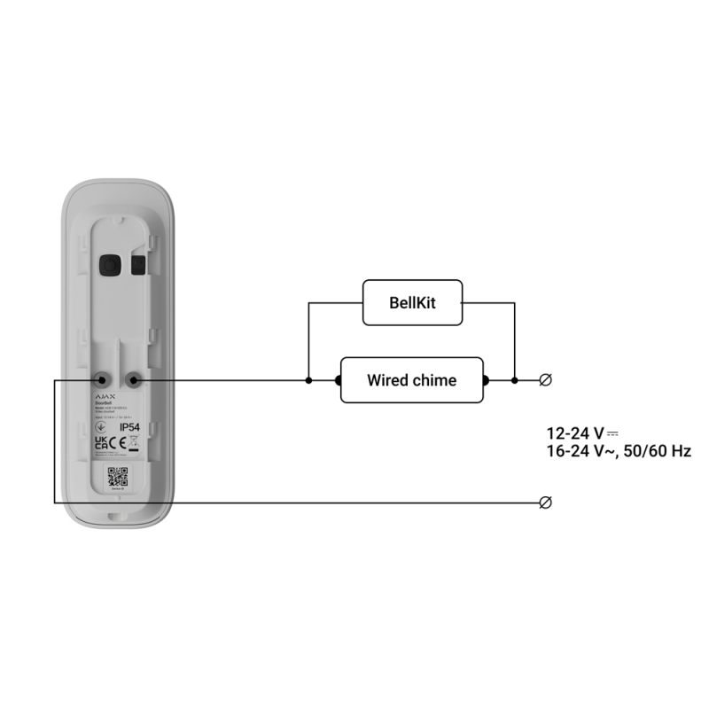 Ajax DoorBell Sonnette vidéo 4 MP avec IA intégrée - NOIR