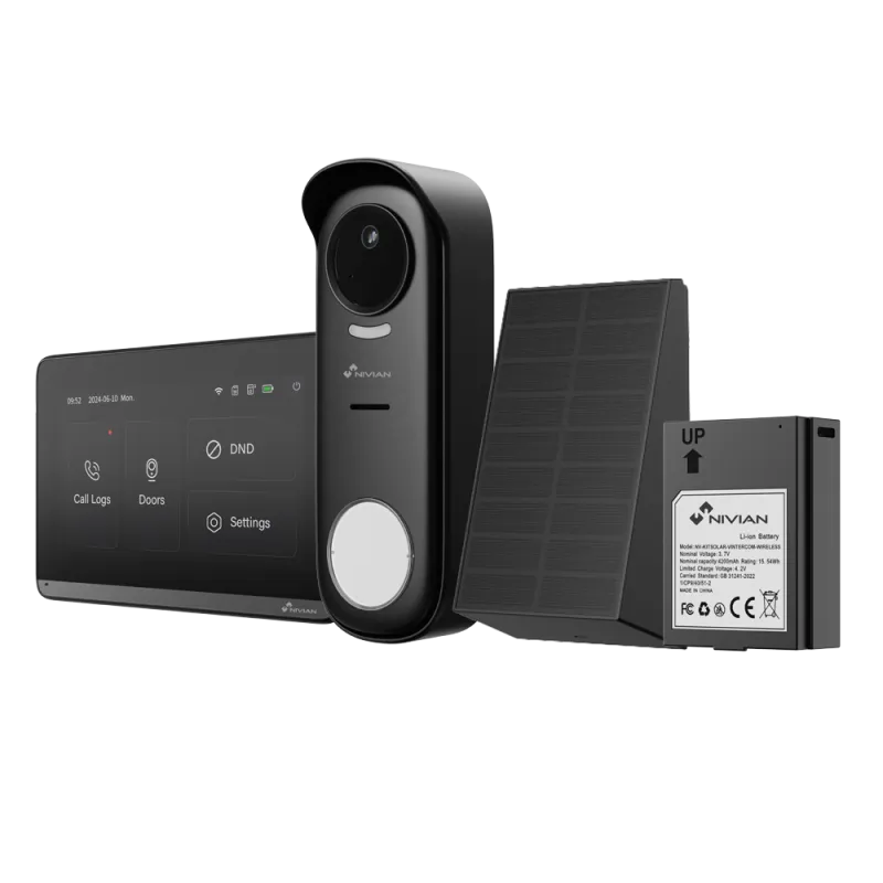 Kit Visiophone Sans Fil Nivian WiFi HaLow 500m – Écran Tactile 7" – Caméra 1080P IP65 – Solaire – Application Tuya