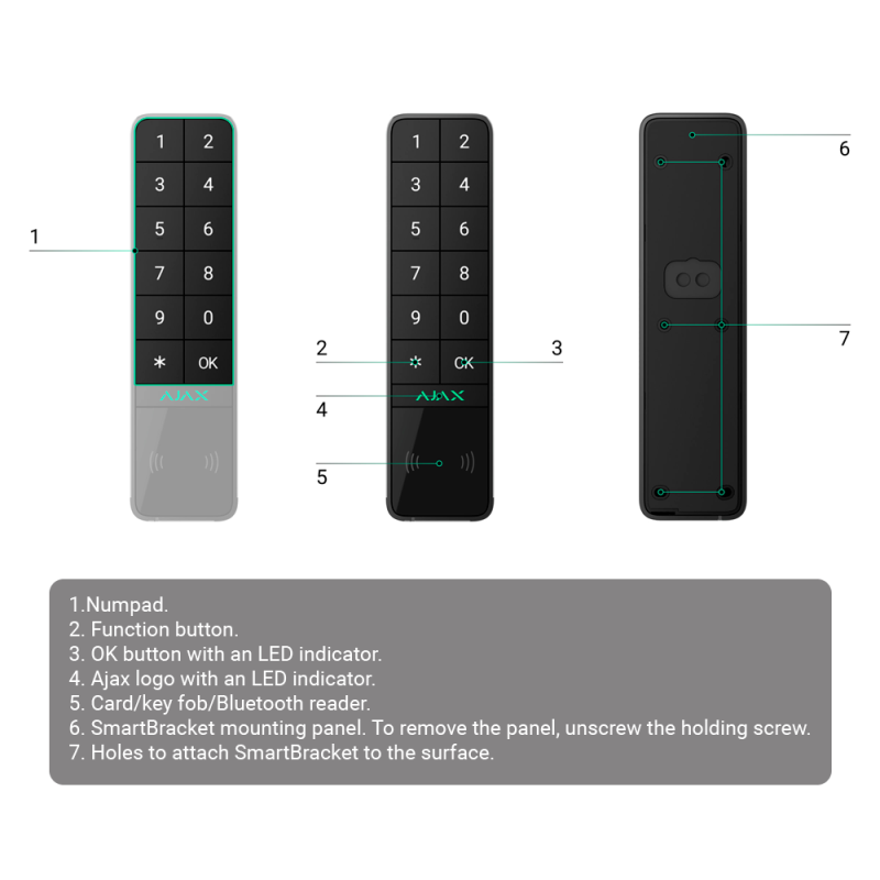 Clavier GRA extérieur étanche Ajax sans fil – KeyPad Outdoor Jeweller - AJ-KEYPADOUTDOOR-GRA