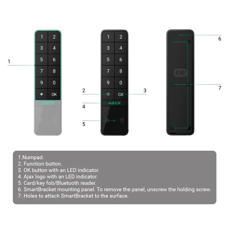 Clavier GRA extérieur étanche Ajax sans fil – KeyPad Outdoor Jeweller - AJ-KEYPADOUTDOOR-GRA