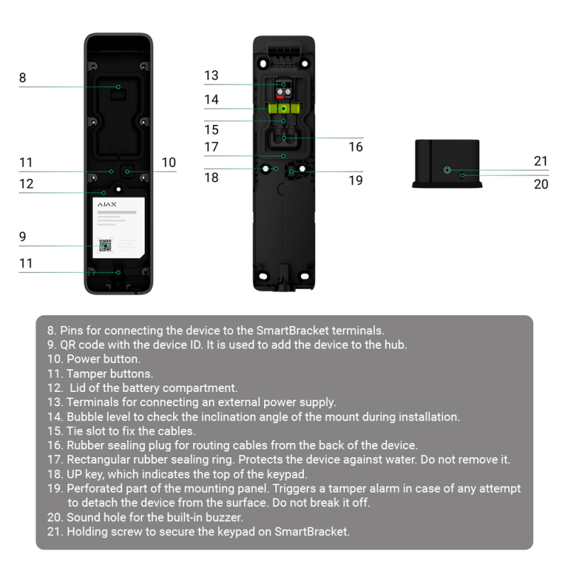 Clavier GRA extérieur étanche Ajax sans fil – KeyPad Outdoor Jeweller - AJ-KEYPADOUTDOOR-GRA