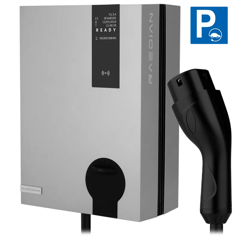 Borne de recharge Raedian NEX 22 kW triphasée avec câble 5 m - compteur MID