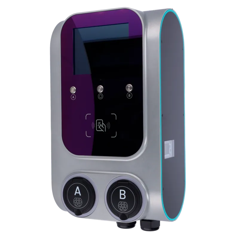 Borne de recharge double Raedian GEMINI 2 x 22 kW - RFID et compteur MID
