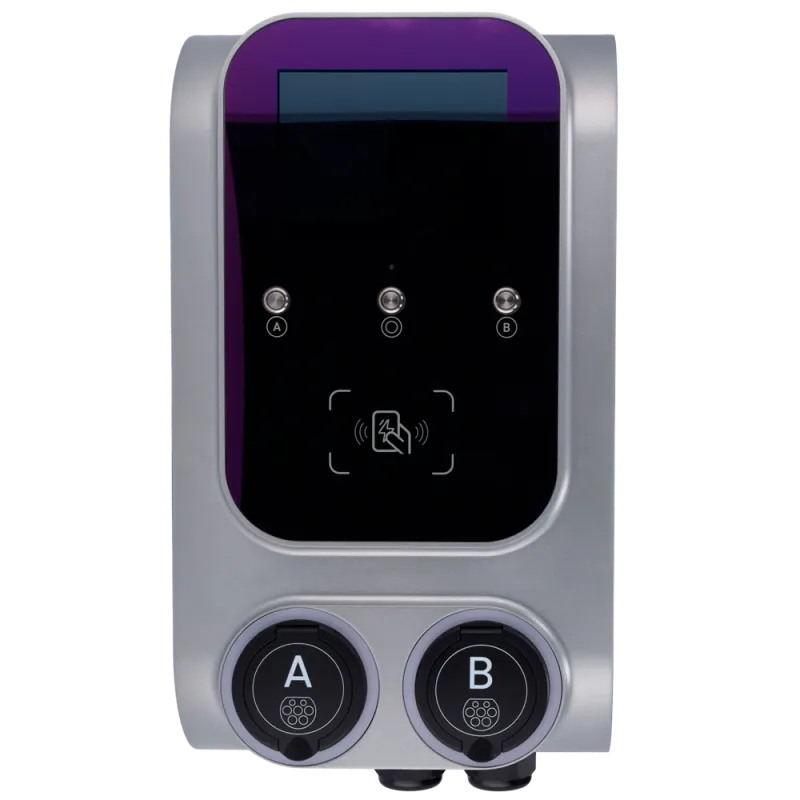 Borne de recharge double Raedian GEMINI 2 x 22 kW - RFID et compteur MID