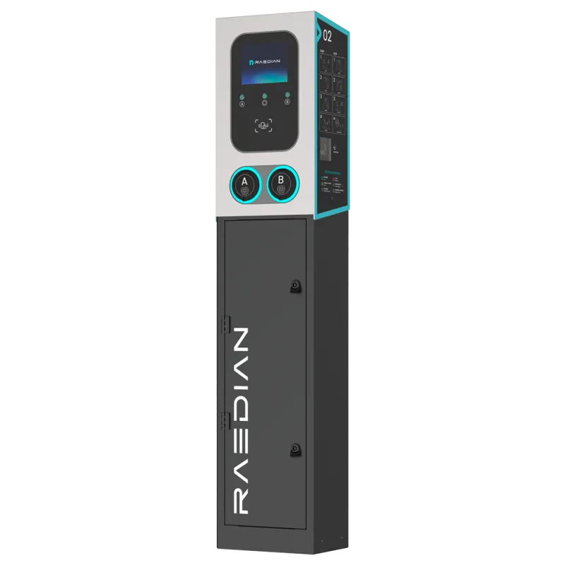 Borne de recharge double Raedian GEMINI 2 x 22 kW - RFID et compteur MID - avec poteau et protections