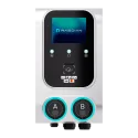 Borne de recharge double Raedian GEMINI 2 x 22 kW - paiement sans contact Nayax - avec poteau et protections