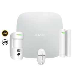 Kit alarme Ajax StarterKit Cam HDR 4G - Hub 2 (4G) avec détecteur photo - Blanc