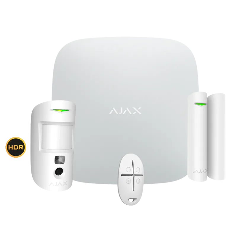 Kit alarme Ajax StarterKit Cam HDR - Hub 2 (2G) avec détecteur photo - Blanc