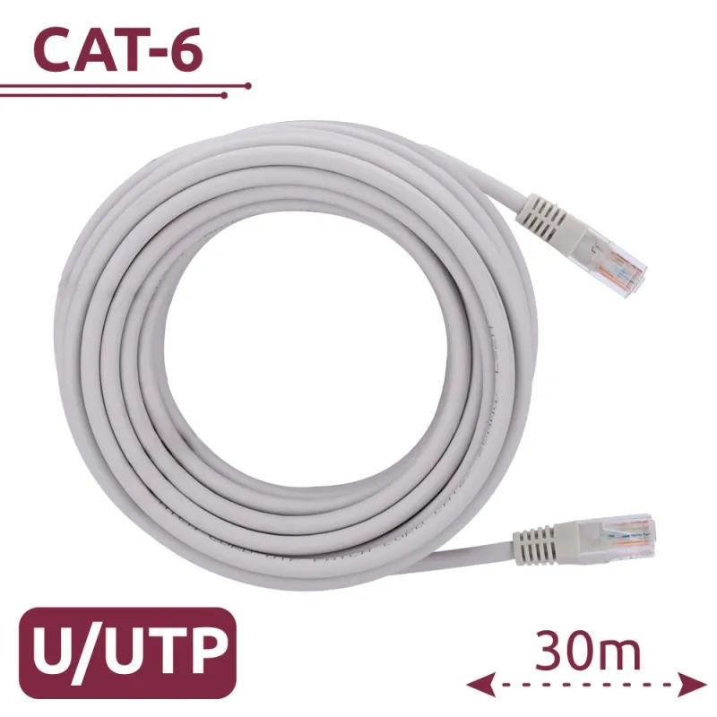 Câble Ethernet UTP Cat6 blanc 30 m — RJ45