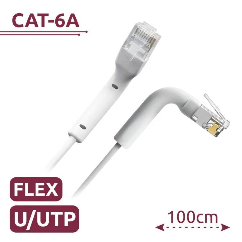 Câble Ethernet UTP Cat6A flexible blanc 1 m — RJ45