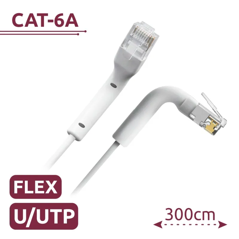 Câble Ethernet UTP Cat6A flexible blanc 3 m — RJ45