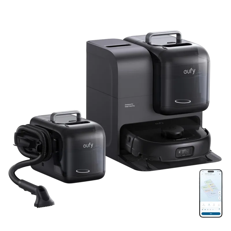 Eufy Omni E28 – Robot aspirateur laveur HydroJet avec nettoyeur portable FlexiOne