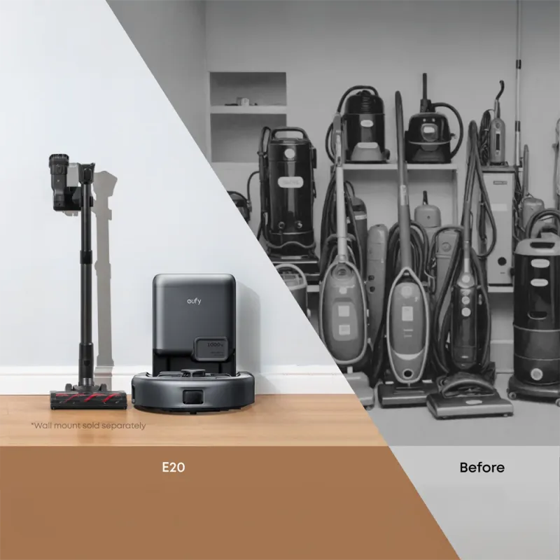 Eufy E20 3-en-1 – Robot, aspirateur balai et à main avec station d’autovidage