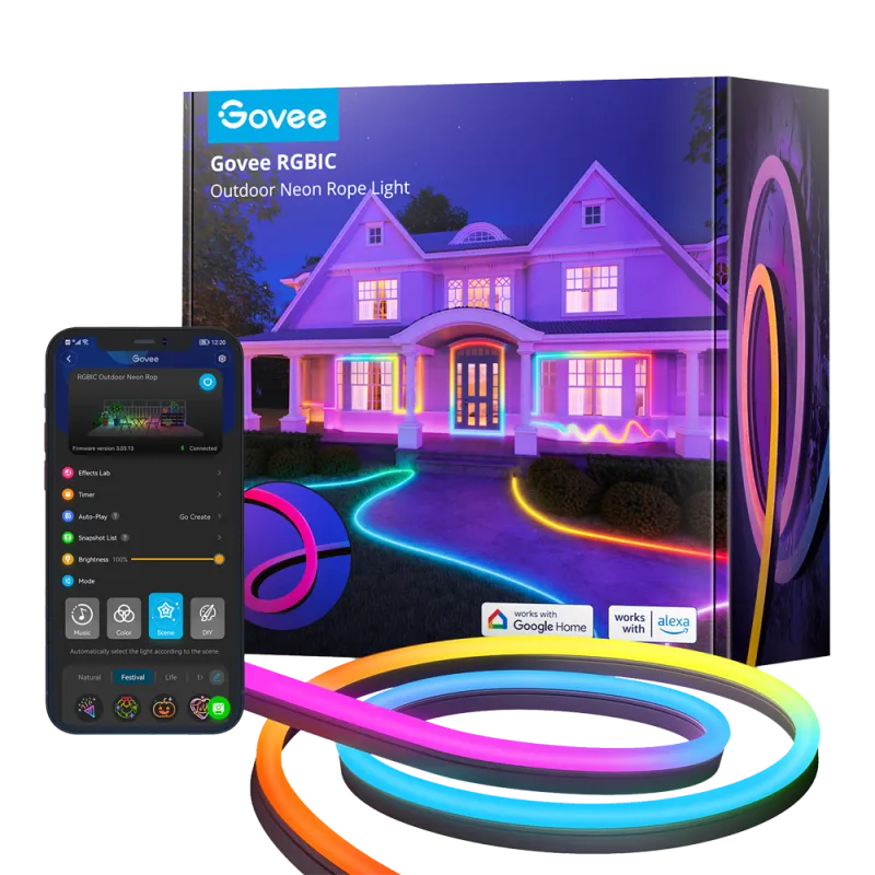 Govee H61A8 – Néon LED extérieur RGBIC de 10 m