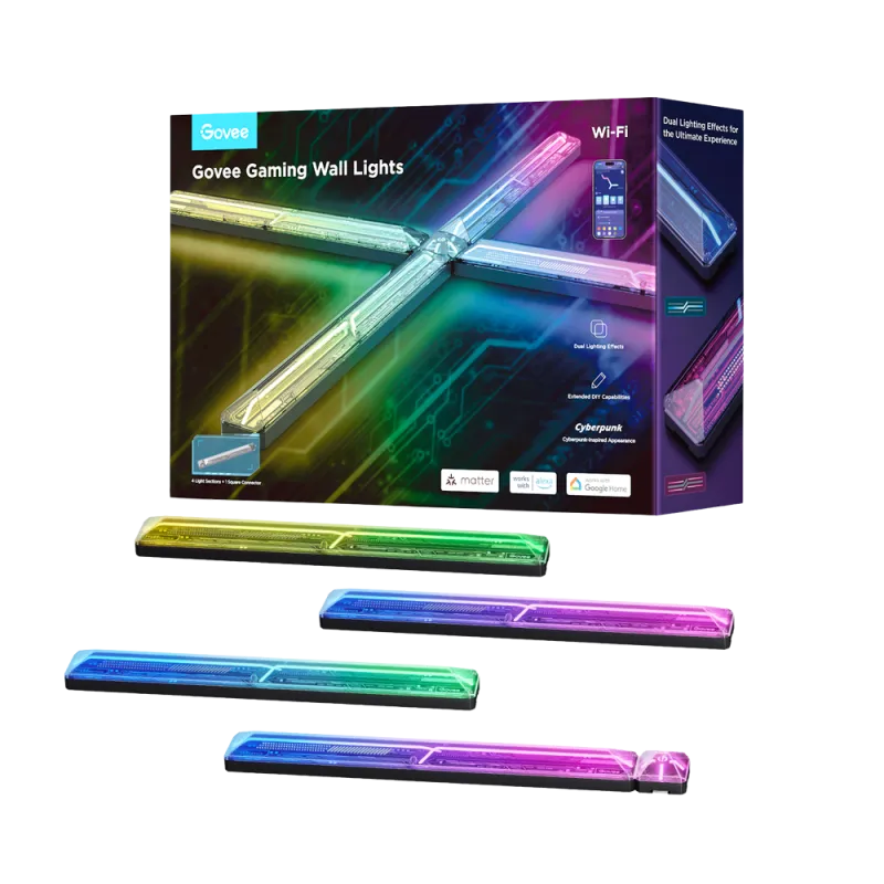 Govee H6063 – Kit d’éclairage mural gaming RGBIC, 4 éléments