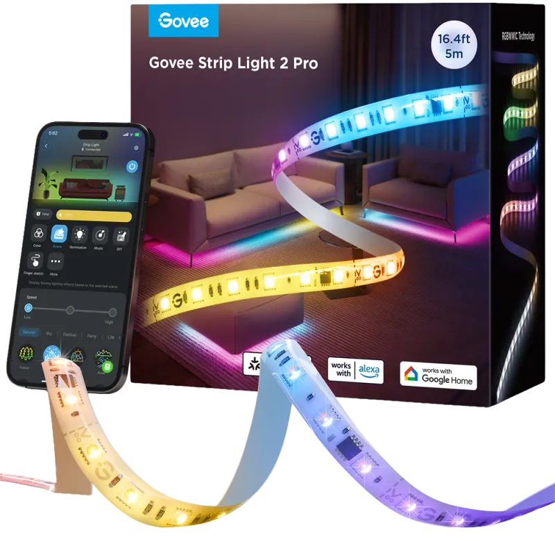 Govee Strip Light 2 Pro H61F5 – Ruban LED intérieur de 5 m avec Matter