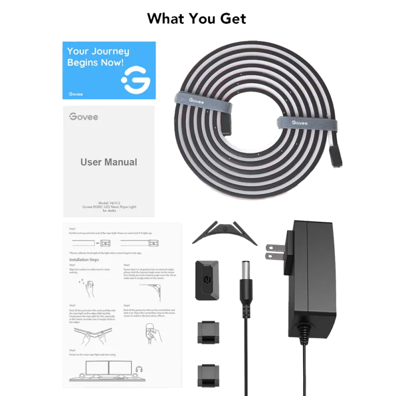 Govee H61C3 – Néon LED RGBIC pour bureau de 3 m