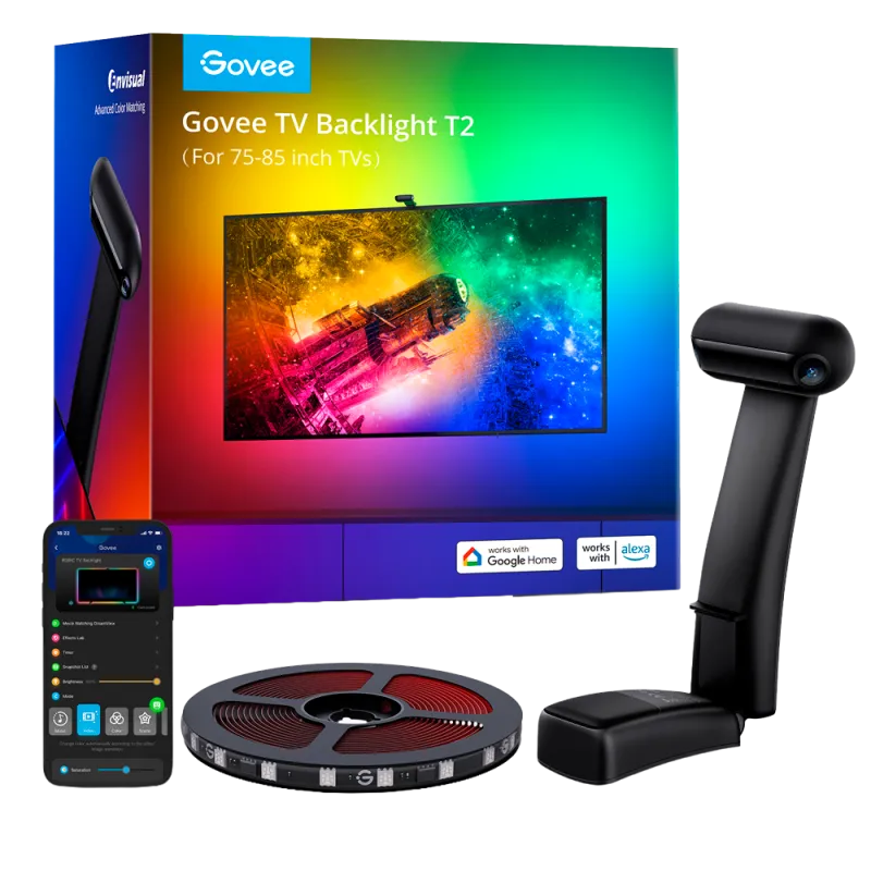 Govee Envisual T2 H605C – Rétroéclairage TV à double caméra, 75 à 85 pouces