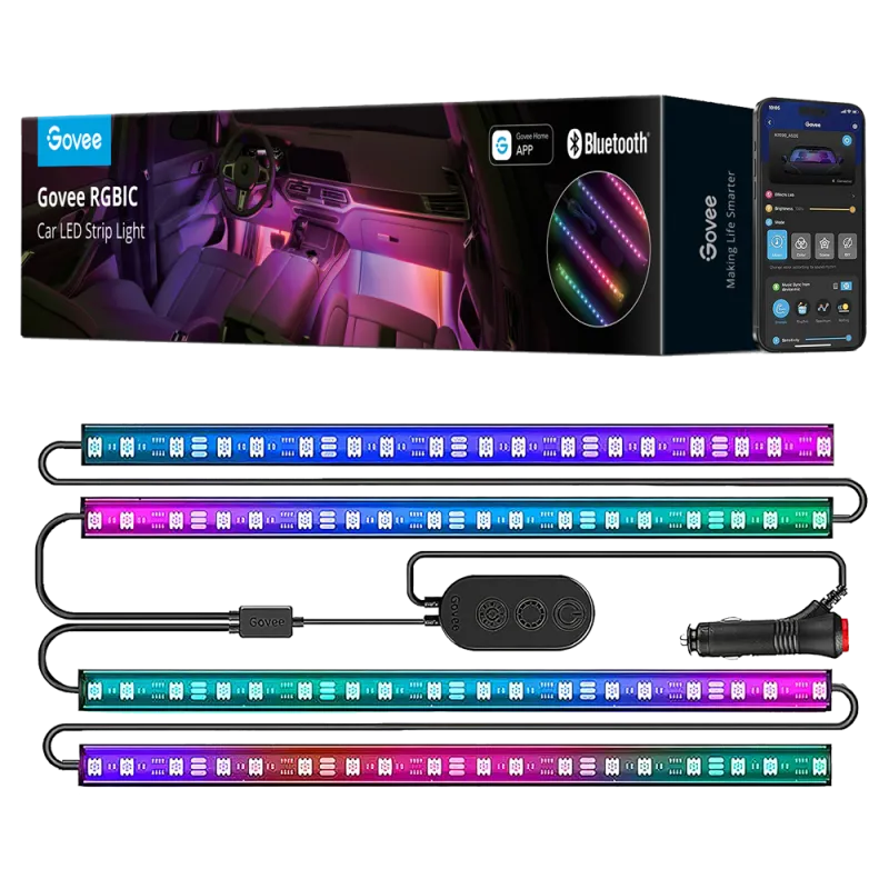 Govee H7090 – Kit LED RGBIC Bluetooth pour habitacle automobile