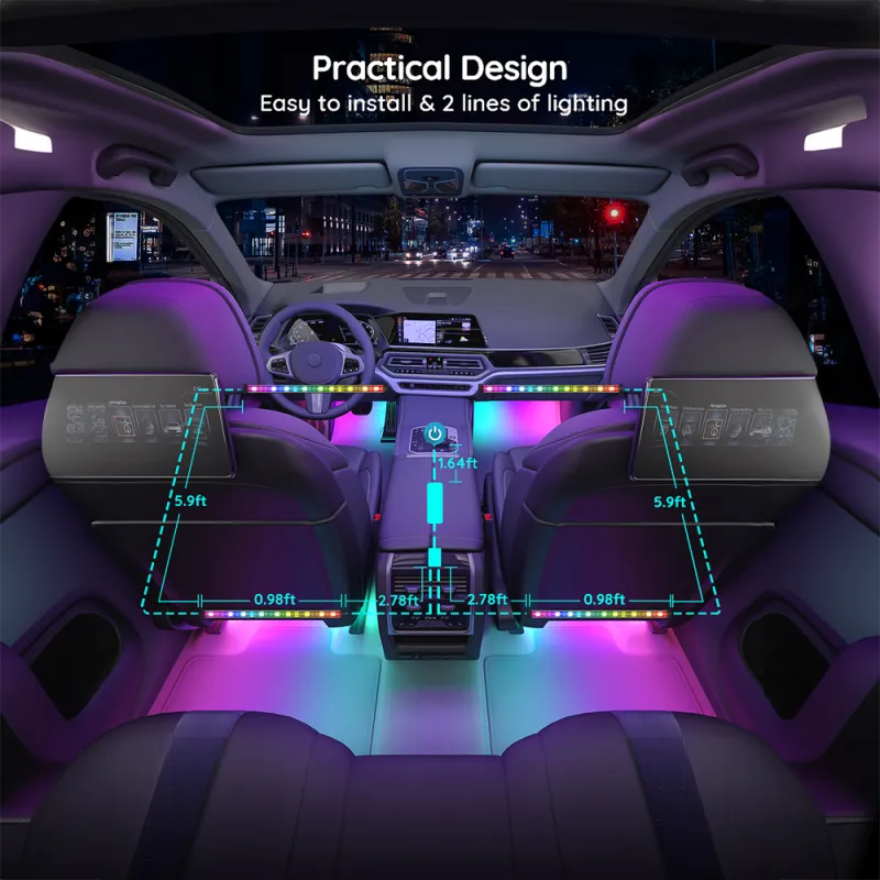Govee H7090 – Kit LED RGBIC Bluetooth pour habitacle automobile
