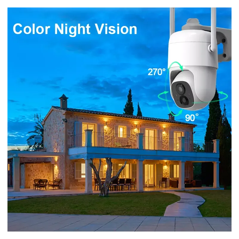 Caméra IP 2Mpx Angle de Vue à 360° VicoHome Sans fil WIFI alimentation sur batterie et Panneau Solaire