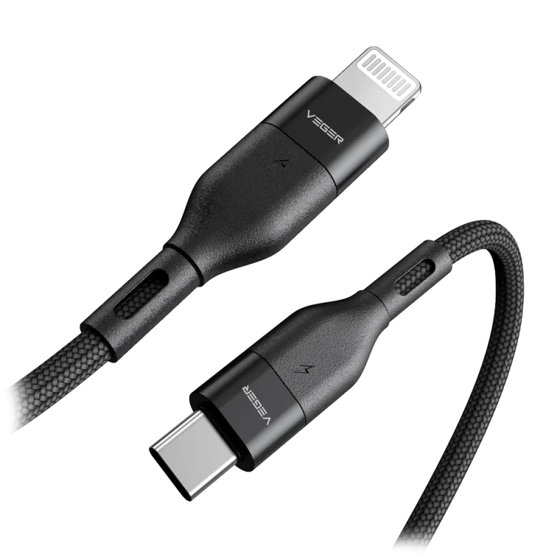 Câble USB-C et Lightning Tressé Charge rapide de 65 W - Longueur 1,2 m